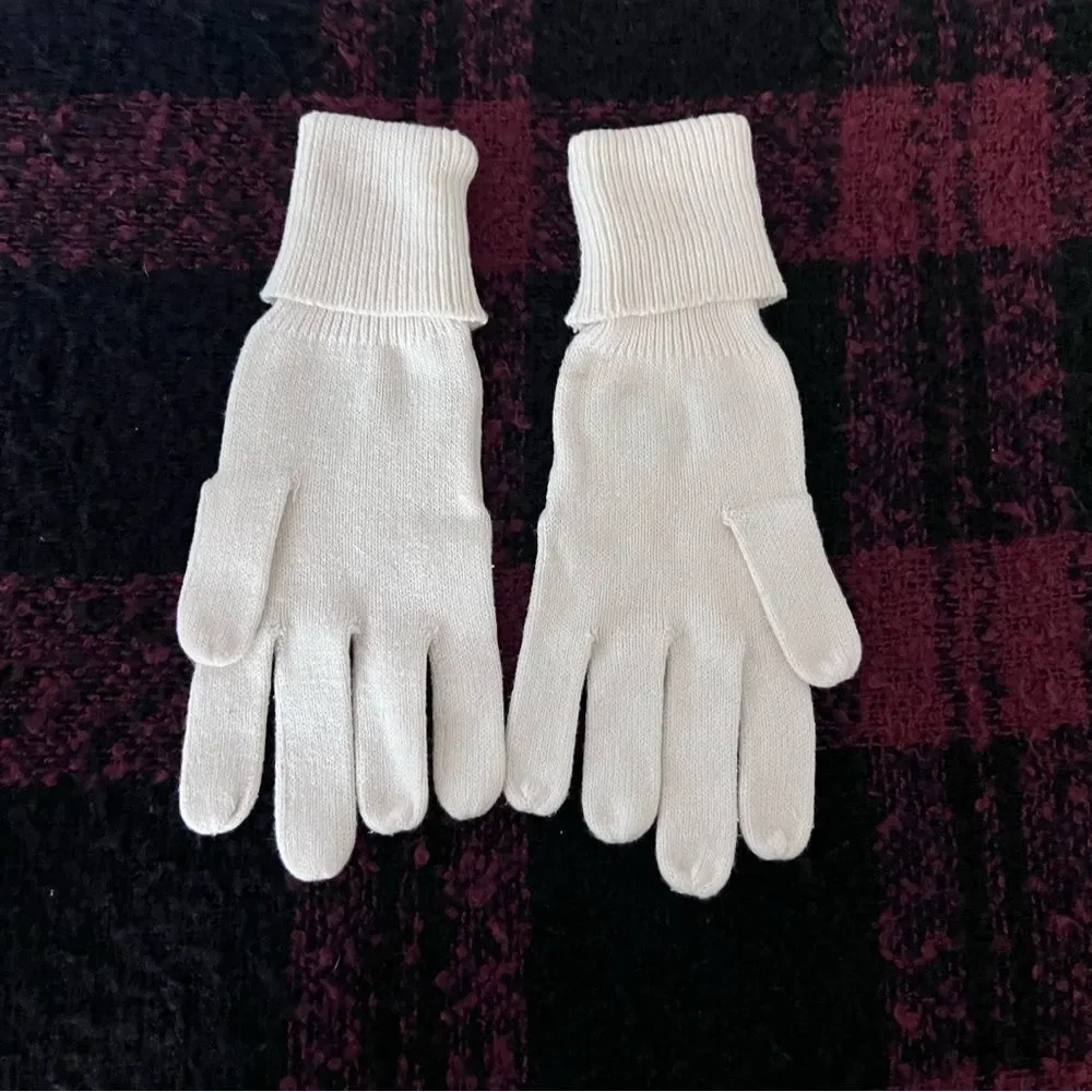 Guess Vintage White Knit Gloves OS